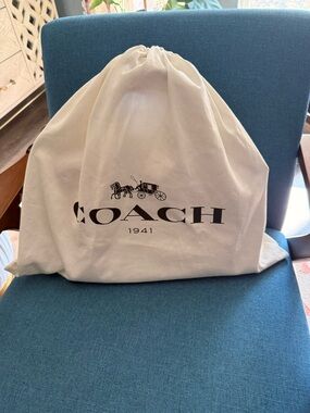 Coach Cream Drawstring Dust Bag with Black Logo